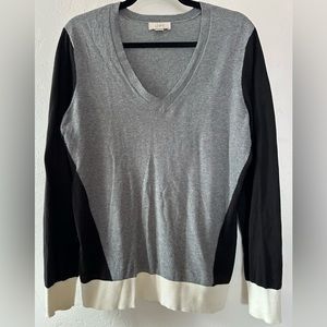 Loft women’s sweater L - color blocking - V neck - GUC